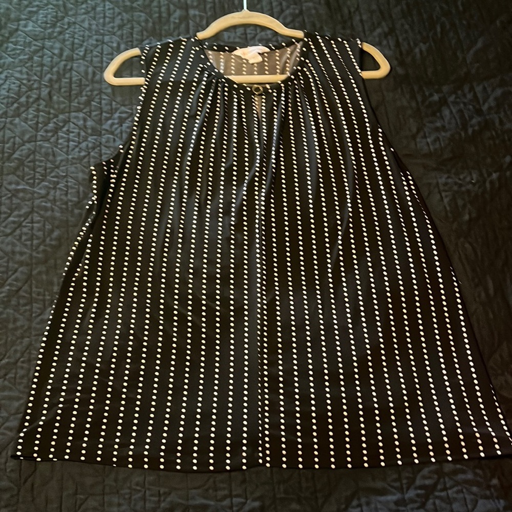 Liz Claiborne Sleeveless Black Polka Dot XL Top